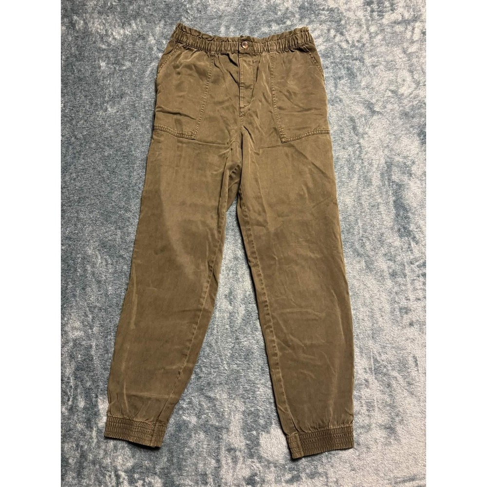 HM LOGG Women 6 Olive Green Joggers 100% Lyocell Elastic Ankle Tencel Pre-owned
